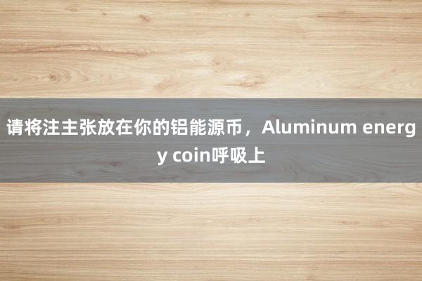 请将注主张放在你的铝能源币，Aluminum energy coin呼吸上